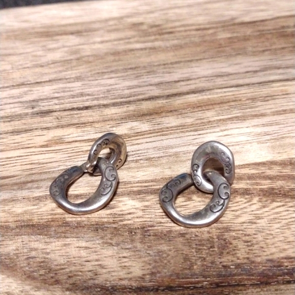 ❤️ Brighton Double Round Linx Silver plated Earrings, Retired - Picture 3 of 3